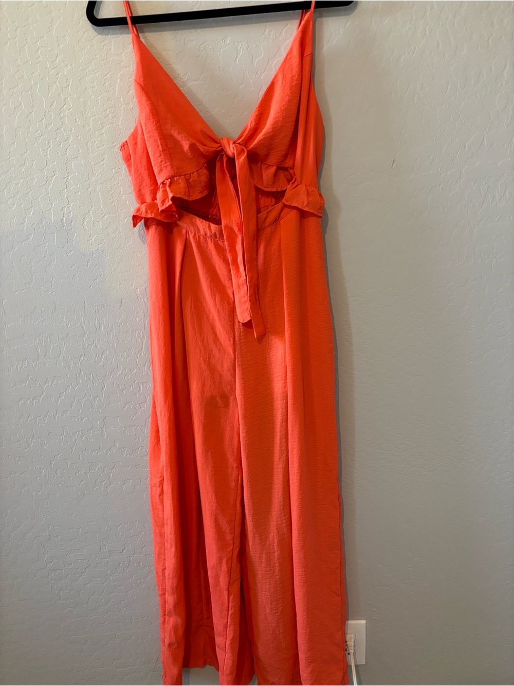 Orange Favlux tie-front cutout jumpsuit